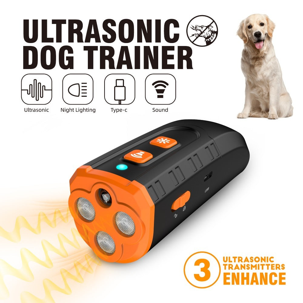 Stop Dog Barking Instantly - 3-in-1 Ultrasonic Repeller with Flashlight, Rechargeable Handheld Dog Training Device, No Shock, Ideal for Indoor & Outdoor Walks, Neighbor’s Dog Control