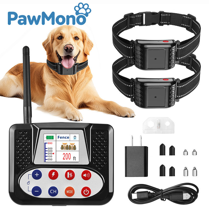2-in-1 Wireless Dog Fence & Training Collar for 4 Dogs, Color LCD Screen, Waterproof Electric Pet Boundary Containment System with Beep/Vibration/Shock Modes