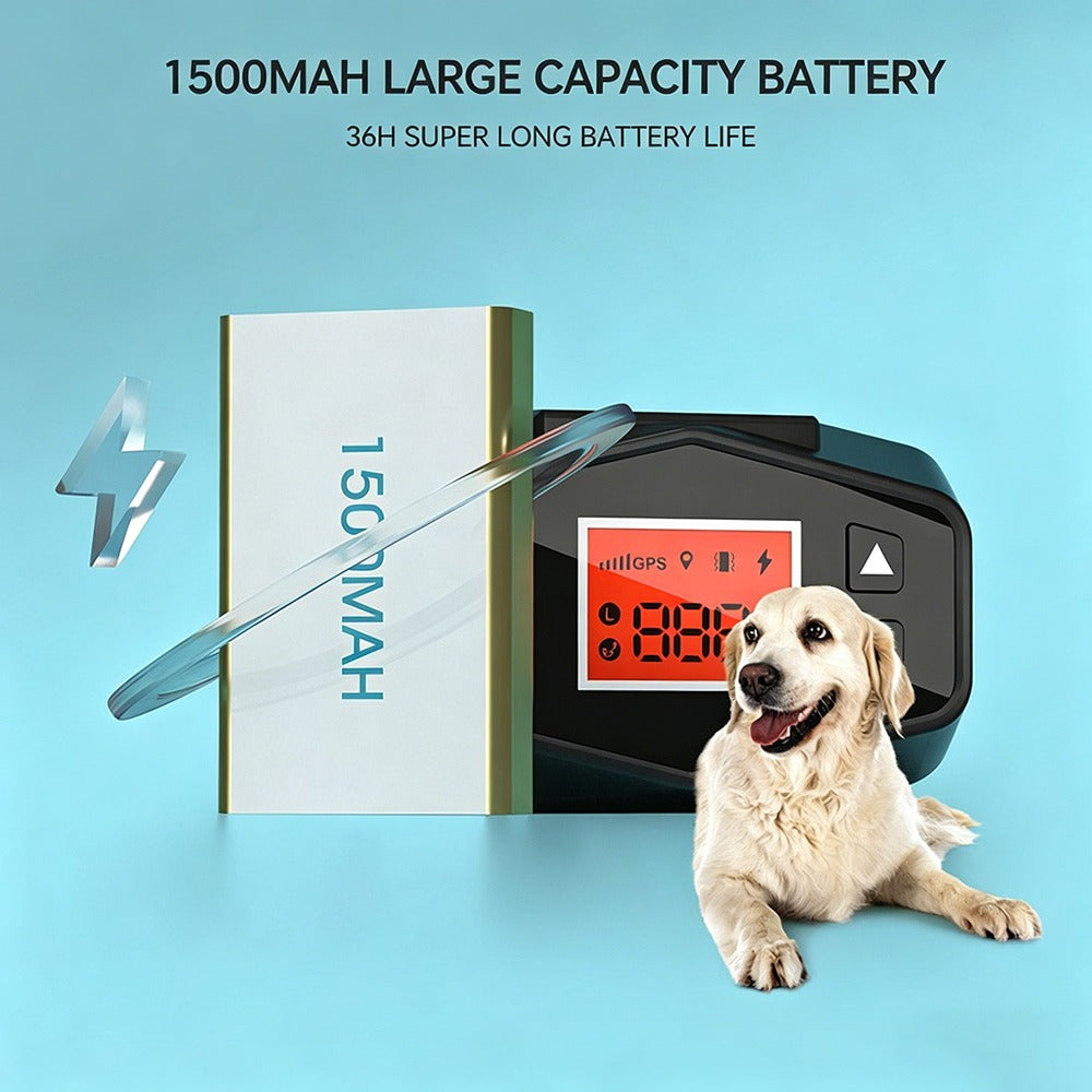 GPS Wireless Dog Fence Collar - 3280FT Range, Rechargeable 1500mAh, Waterproof Virtual Boundary System for Small Medium Large Dogs