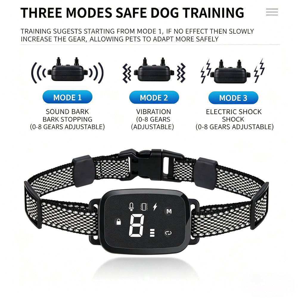 Rechargeable Automatic Dog Bark Collar, IP67 Waterproof Anti Barking Collar with 3 Training Modes for Small Medium Large Dogs