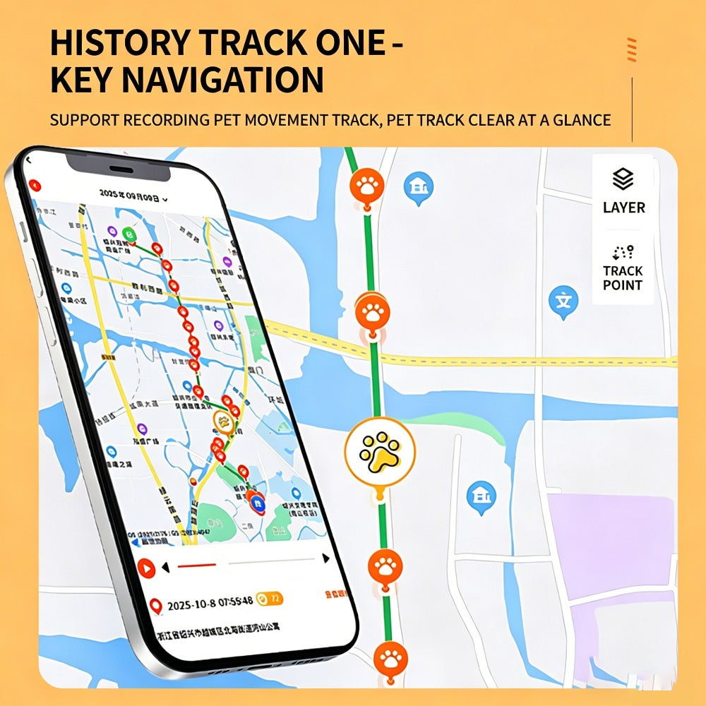 Pet GPS Tracker for Dogs & Cats, IP67 Waterproof Real-Time Location Tracking Collar with Voice Call & Geo-Fence, Rechargeable Smart Pet Locator with Historical Route