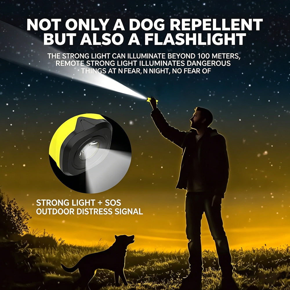 Ultrasonic Dog Chaser with Flashlight, 25000Hz Portable Dog Repellent for Aggressive Dogs, Rechargeable Handheld Dog Trainer Stop Barking, Multi-Function Pest Repeller for Outdoor Hiking, Camping