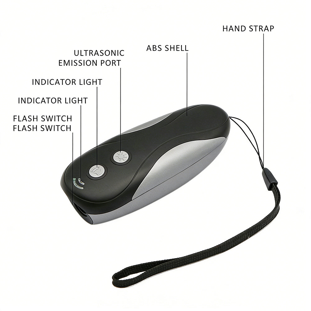 Ultrasonic Dog Repellent with LED Flashlight – Handheld Dog Deterrent for Safe Pet Control & Outdoor Protection