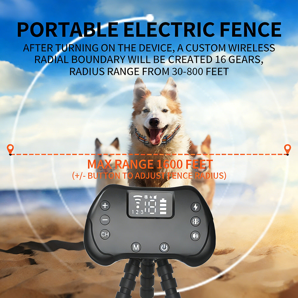 2-in-1 Wireless Dog Fence & Training Collar with Remote - 1600FT Range, IPX7 Waterproof, 3 Training Modes for Small Medium Large Dogs