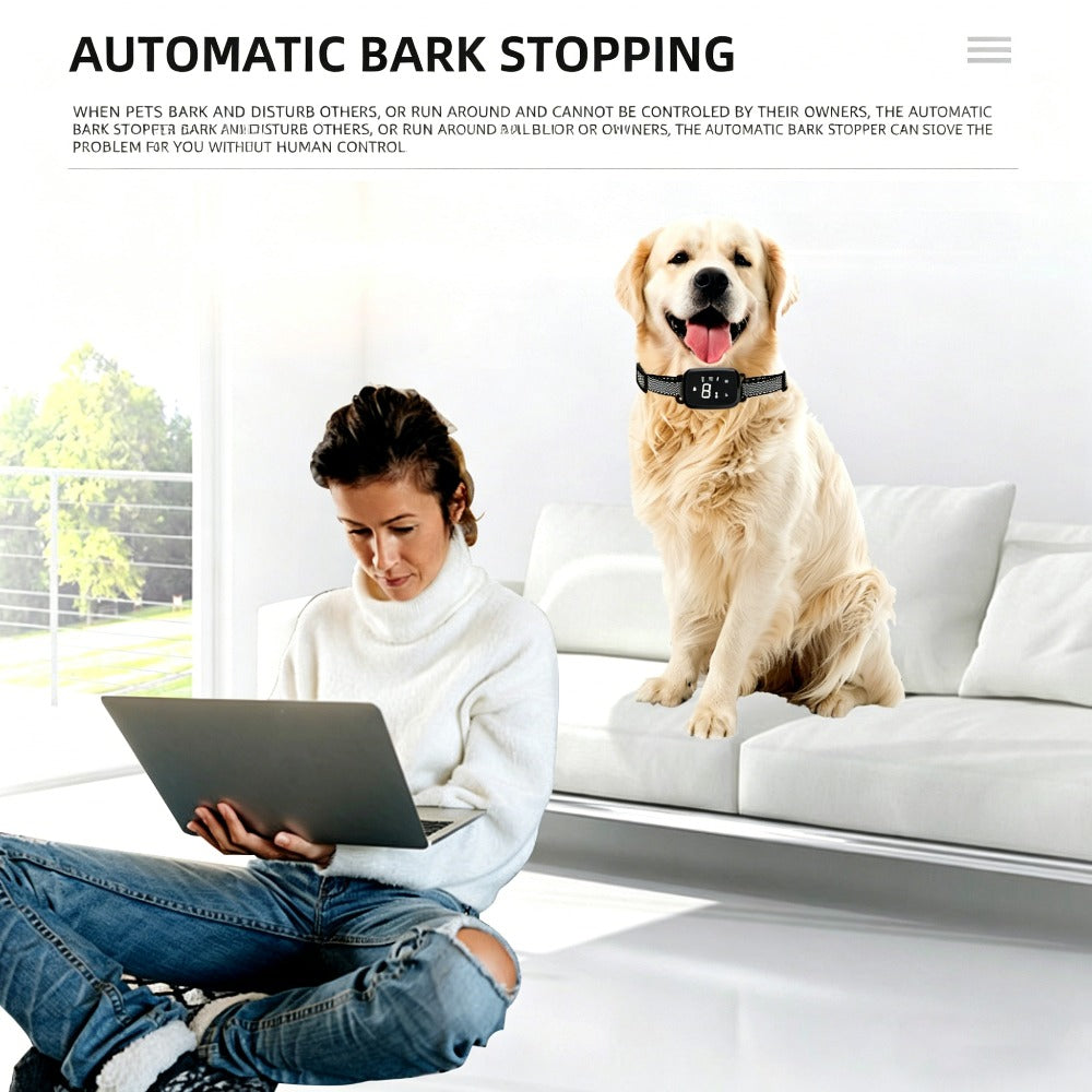 Rechargeable Automatic Dog Bark Collar, IP67 Waterproof Anti Barking Collar with 3 Training Modes for Small Medium Large Dogs