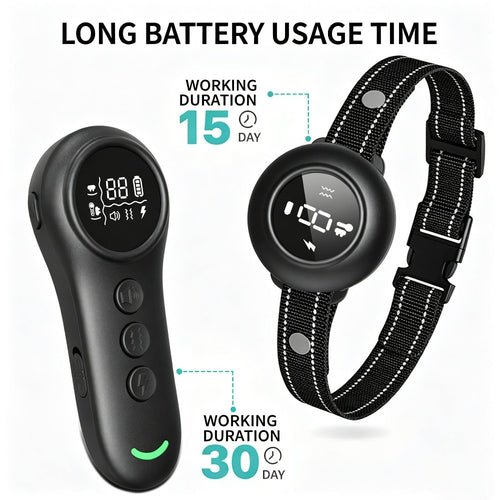 2-in-1 Dog Training Collar with Remote - 500m Range IP67 Waterproof Dog Bark Collar, 3 Modes Beep Vibration Static, Rechargeable Electric Dog Collar for Small Medium Large Dogs