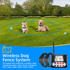 2-in-1 Wireless Dog Fence & Training Collar for 4 Dogs, Color LCD Screen, Waterproof Electric Pet Boundary Containment System with Beep/Vibration/Shock Modes