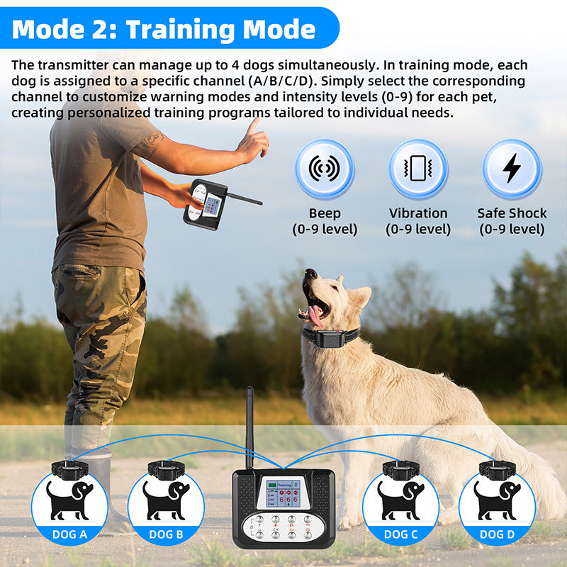 Wireless 4-Dog Training Collar System with Remote - Waterproof Rechargeable Pet Trainer with LCD Display & GPS Tracking