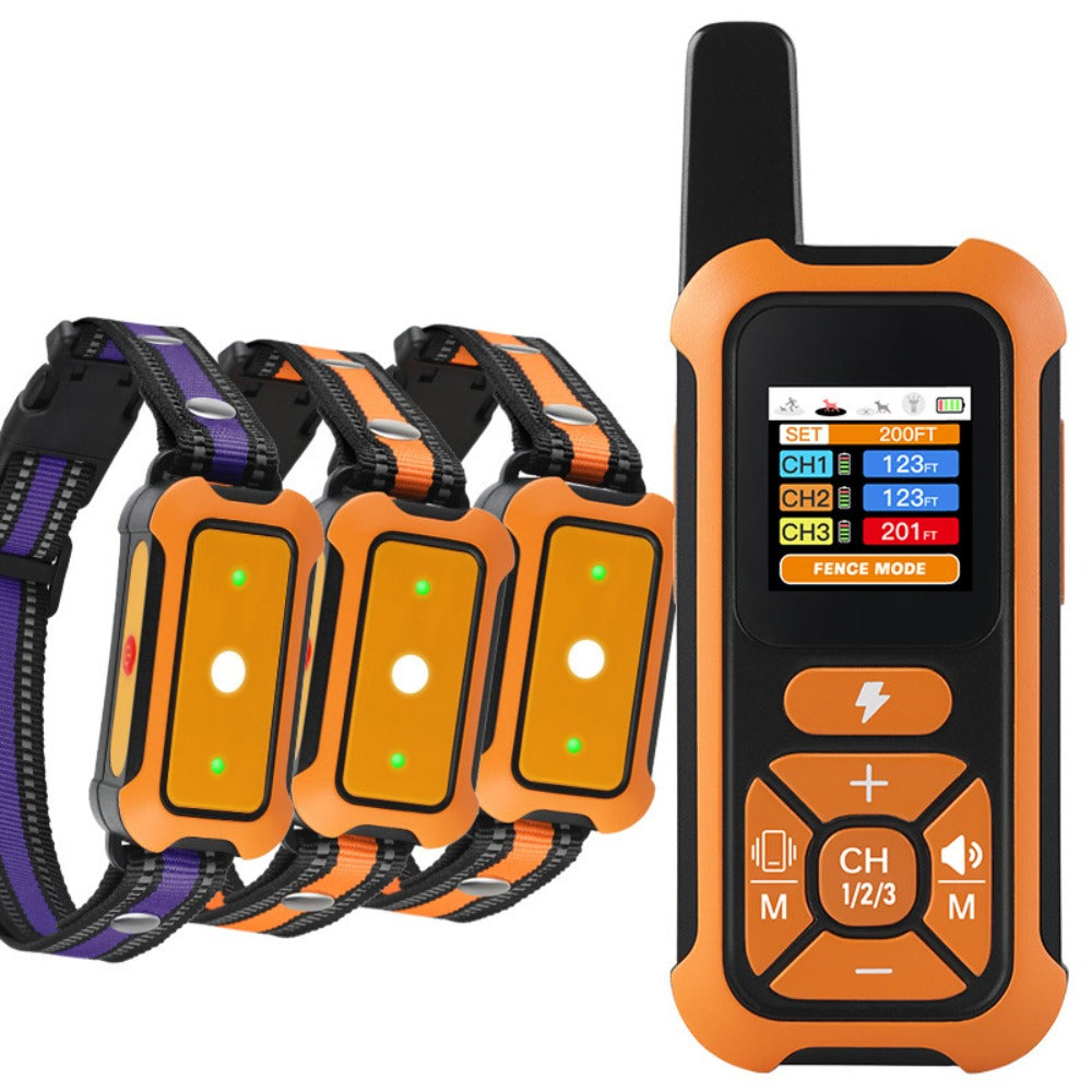 3 Dog GPS Fence & Training Collar with Color Screen, 330FT Range, IP67 Waterproof, Rechargeable Dog Trainer with Beep/Vibration/Shock Modes for All Dog Sizes