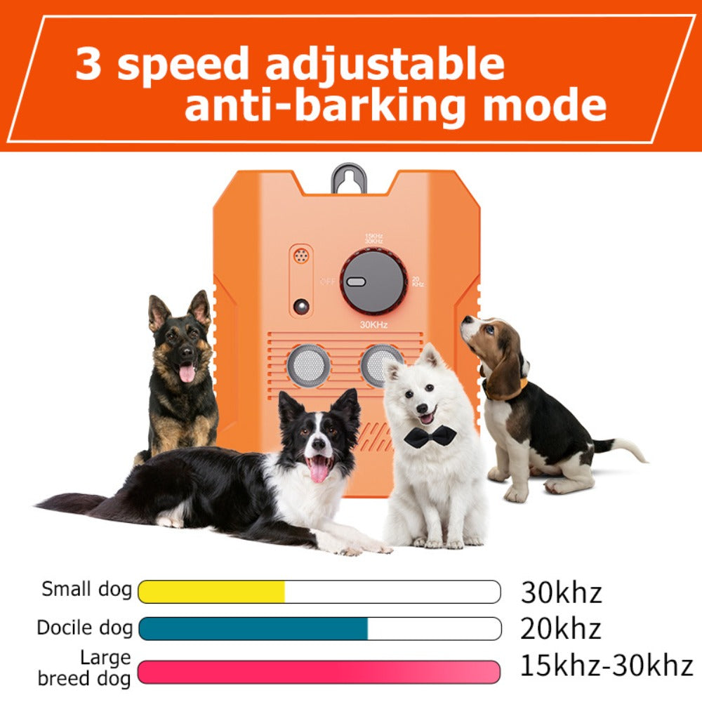 Automatic Ultrasonic Dog Barking Deterrent with 3 Adjustable Frequencies - Safe No Shock Bark Silencer