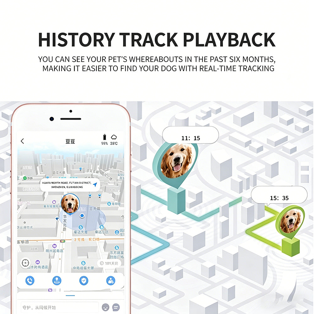 GPS Pet Tracker Collar - Never Lose Your Dog/Cat Again, Waterproof Real-Time Location with Smart Alerts & Long Standby