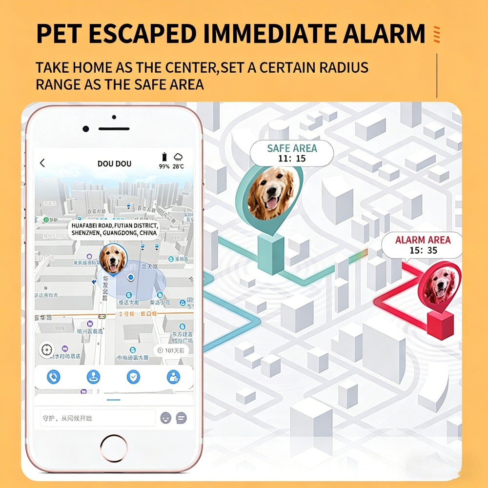 Pet GPS Tracker for Dogs & Cats, IP67 Waterproof Real-Time Location Tracking Collar with Voice Call & Geo-Fence, Rechargeable Smart Pet Locator with Historical Route